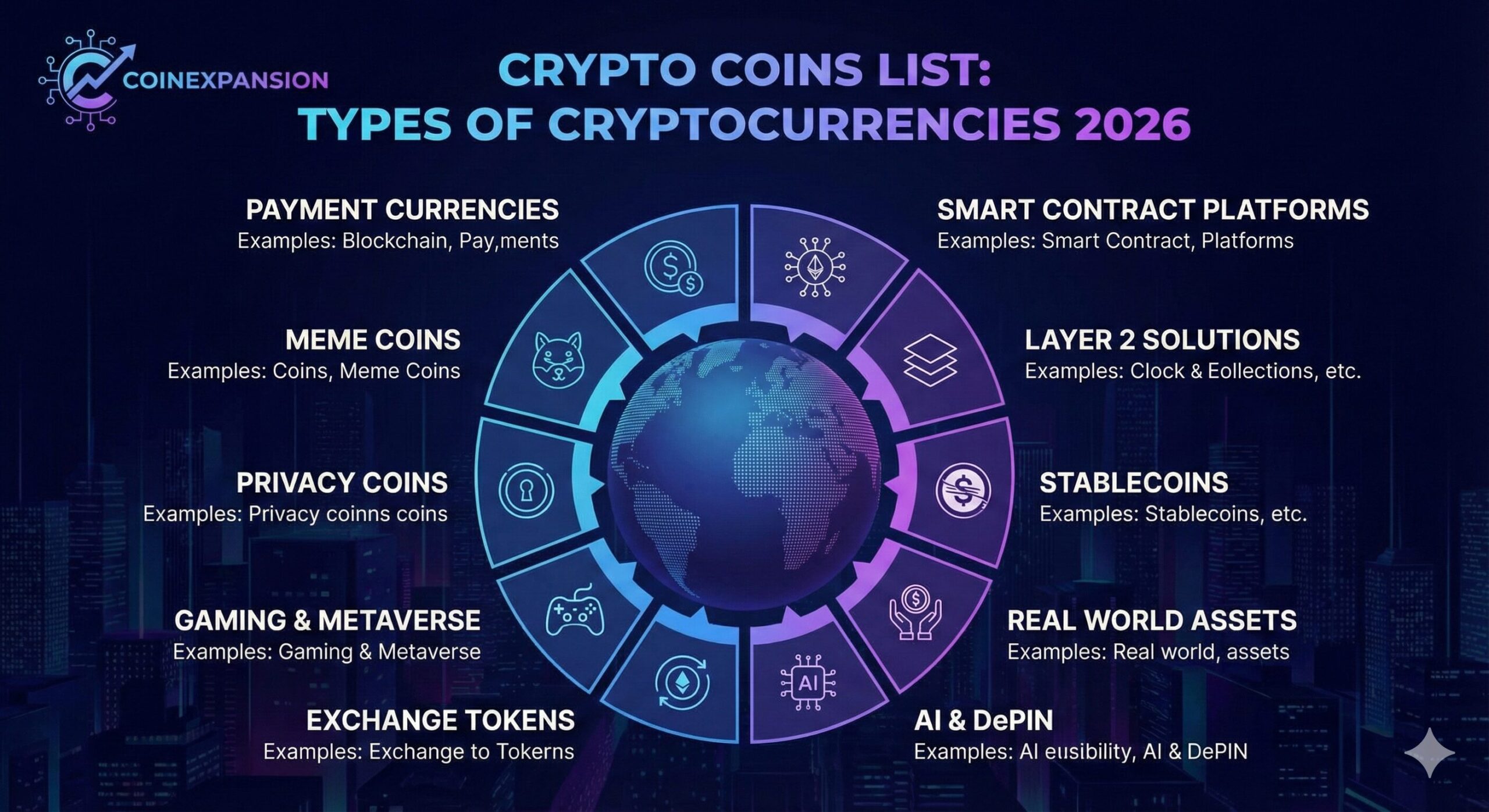 crypto coins list - different type of cryptocurrrencies