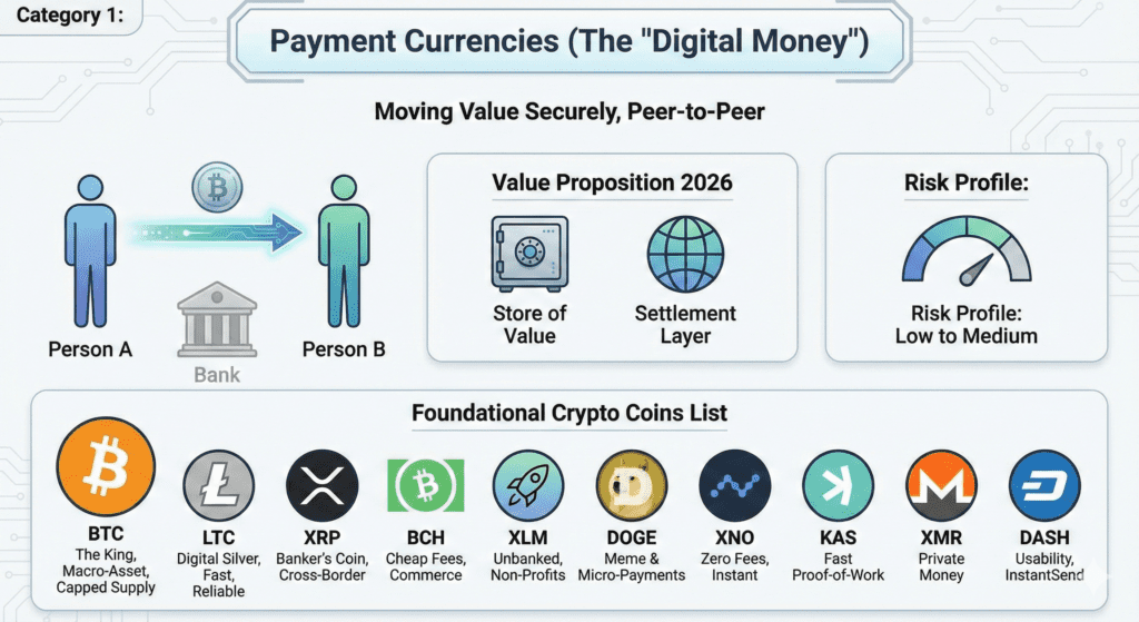 payment currencies, the first types of cryptocurrencies