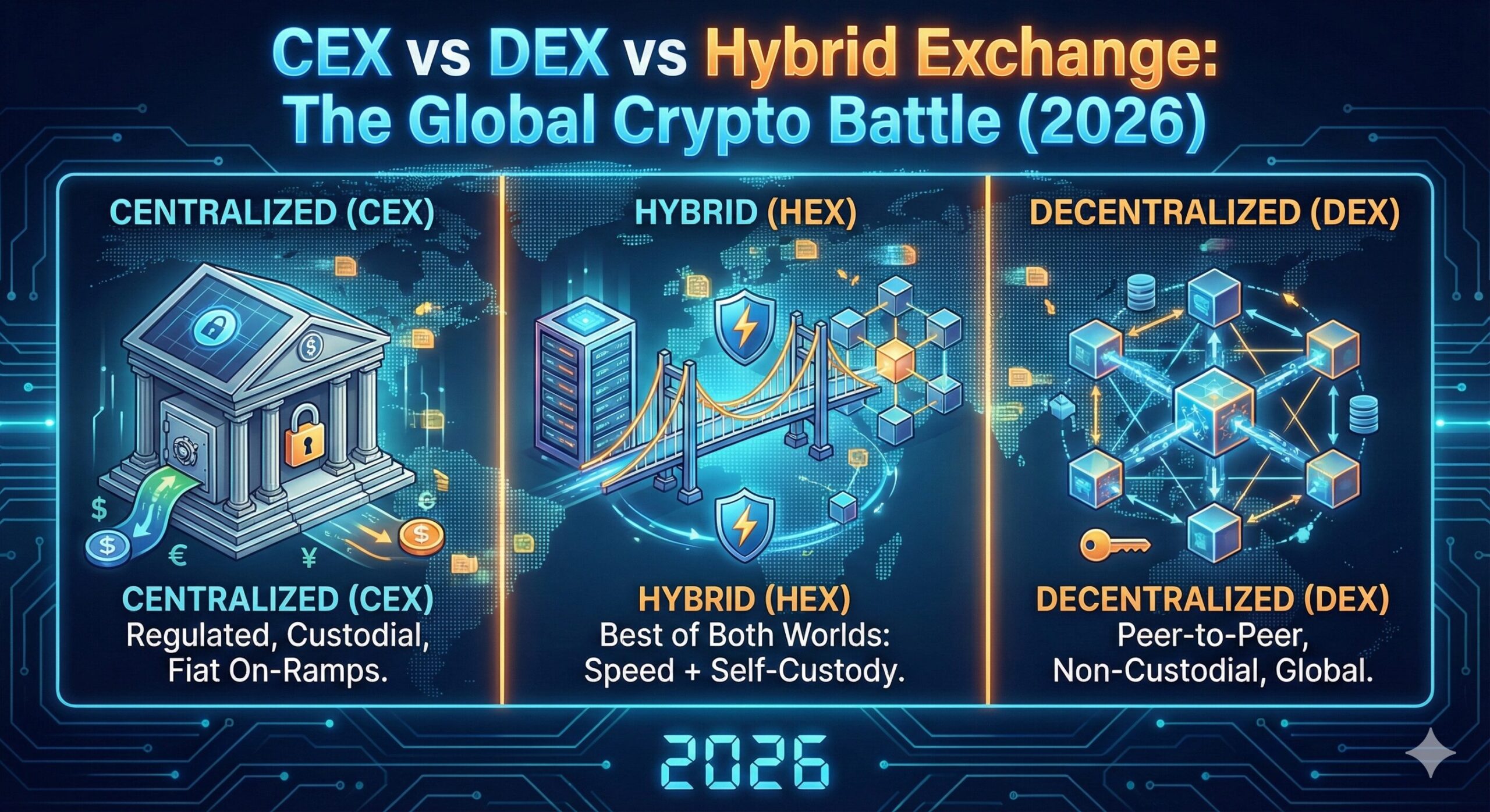 cex vs dex vs hybrid exchange