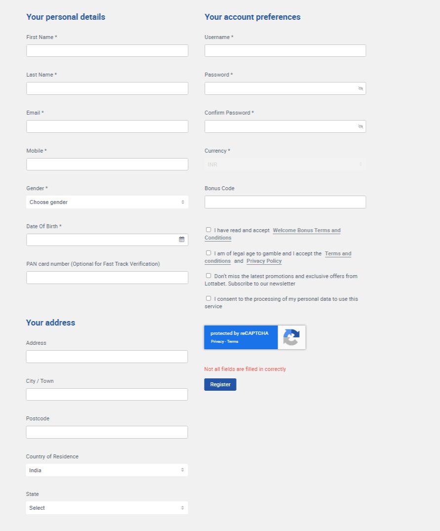 lottabet review - registration